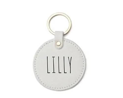 Personalized Tags, Diaper Bag Keychain, Booksack Tag, Backpack Label, Leather Keychain, Personalized Name for Bags, Luggage Tag, Engraved (WHITE)