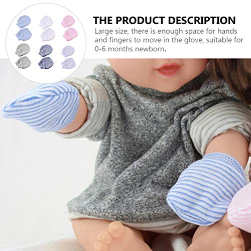 STOBOK 6 Pares de Luvas de Algodão para Bebês Recém-Nascidos Sem Arranhões Luvas para Bebês Luvas An