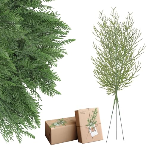YUE QIN 50 Stück Tannenzweige Künstlich Wie Echt Grüne Künstliche...