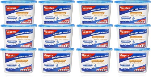 Image of Vacplus Moisture Absorbers 12 Pack, Portable Humidity Absorber Boxes for Your Bathroom, Closet & Car, Dehumidifier with Fragrance Free, 10.5 Oz
