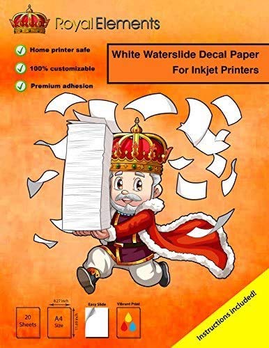 Royal Elements Waterslide Decal Paper - White for Inkjet Printers - 20 Sheets