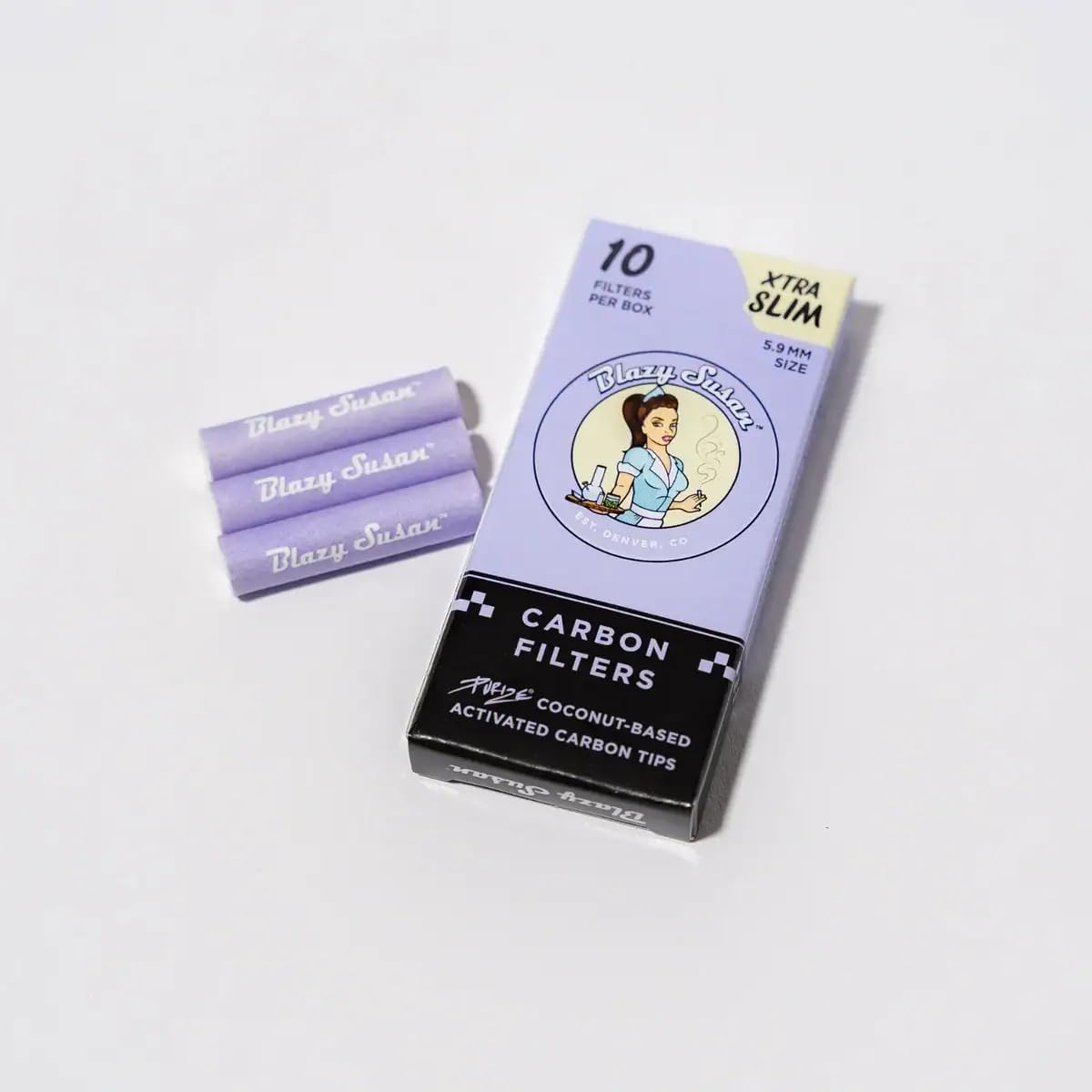 Blazy Susan Purple Full Box Tips - 20 Packs - 200 Count (Xtra Slim, 5.9mm)