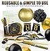 31 Pcs of Black Gold and Cream Birthday Decoration Set Pompom Lanterns Triangle Garland Banner