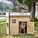 VISHAW Wooden Dog House Puppy Shelter Kennel Outdoor & Indoor Dog Crate with Wood Feeder (31.5”)