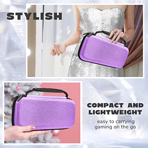 Image of Glitter Carrying Case for Nintendo Switch and Switch OLED Console,Purple Hard Travel Case Shell Pouch for Nintendo Switch Console & Accessories,Protective Carry Case Compatible with Nintendo for Girls