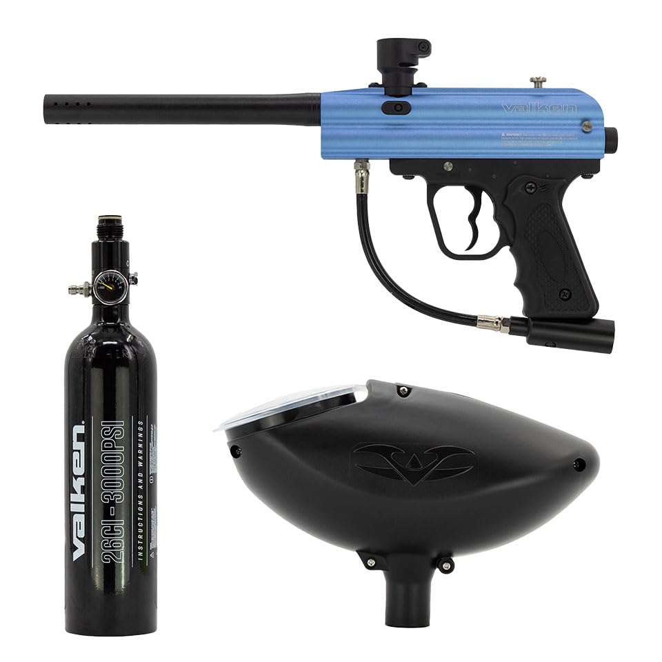 Valken Razorback .68 Caliber Paintball Gun Starter Kit - Semi-Automatic Marker with Loader and Air Tank