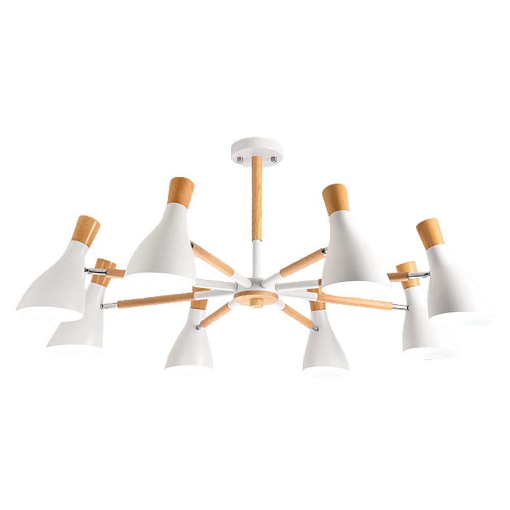 HXYSXHJUO E27 Adjustable Iron Button During Lights,Vintage Rustic Simple Sputnik Chandeliers,For Living Room Dining Bedroom,Modern Industrial Wooden Chandelier-