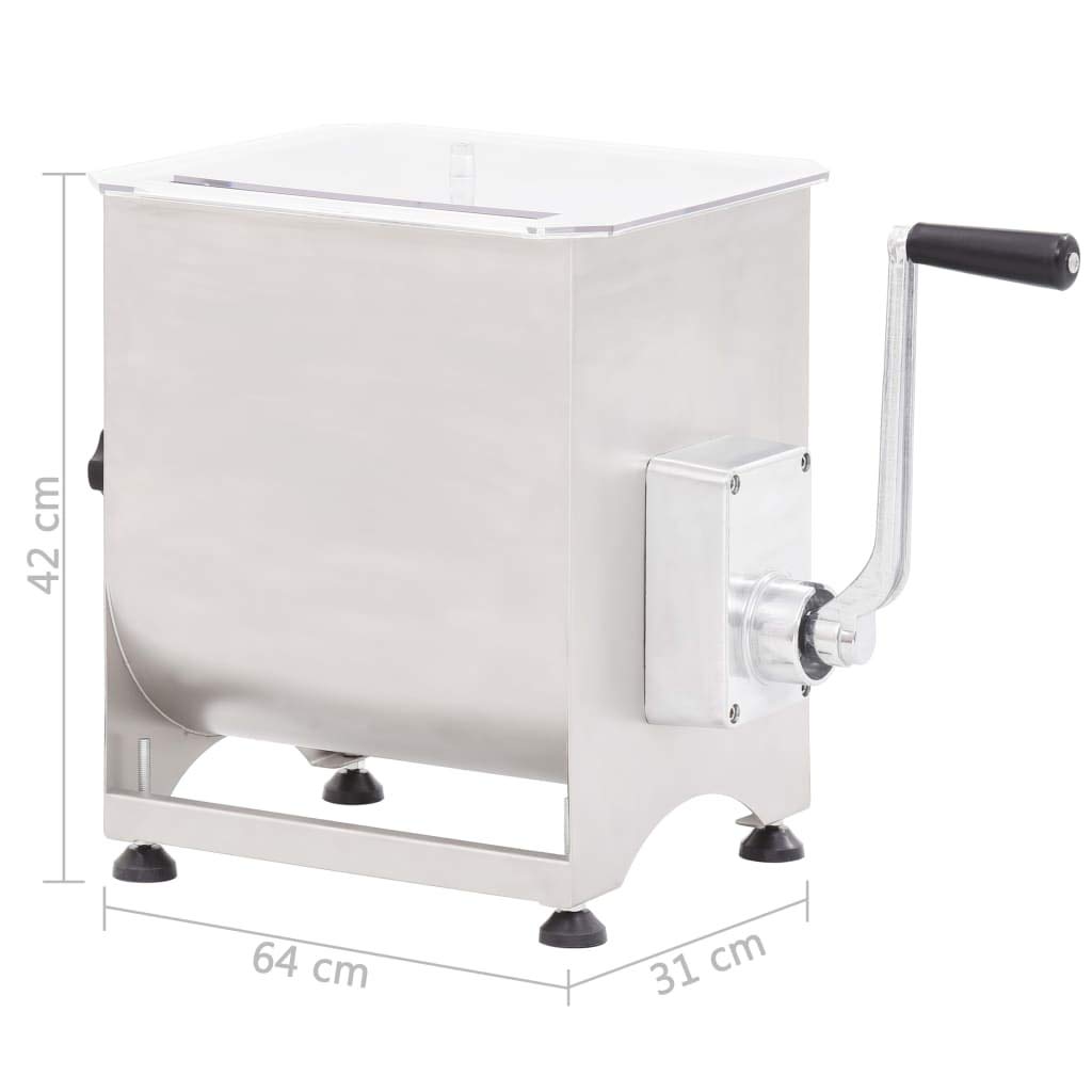 Mezcladora de Carne Manual 44 lbs - Acero Inoxidable, para Cocina Profesional y Doméstica