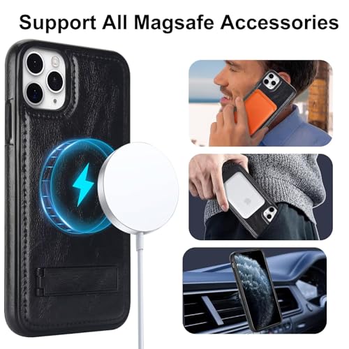 Coque iPhone 12 Pro Max en cuir rétro noir chic et protecteur - 3