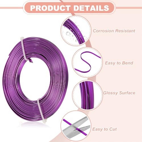 Image of uxcell 18 Gauge Flat Aluminum Wire, 16.40 ft 5mm Wide Aluminum Crafts Wire for Flower Bonsai Crafts Carving DIY Bezel Sculpting Gem Metal Wrap, Dark Purple