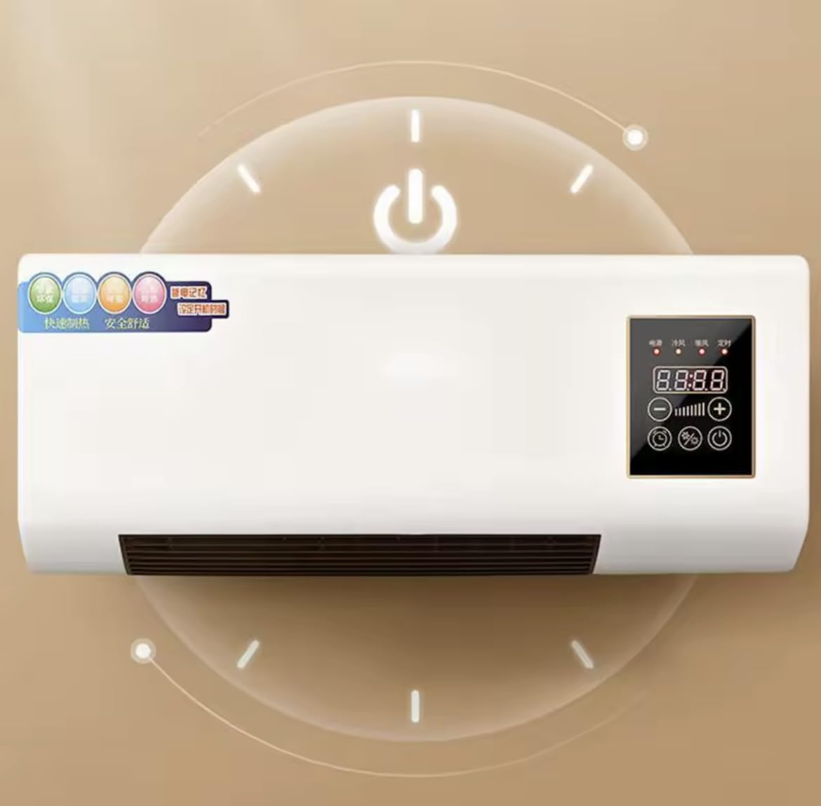 Aire acondicionado eléctrico de pared 2000 W con control remoto, doble modo caliente/frío, pantalla LED, 54 cm x 20 cm