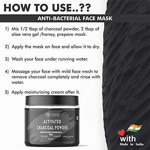 Image of 100% Natural Activated Charcoal Powder For skin & hair mask powder with vitamin A & E,detoxify skin,impurities, dead skin-150 gram