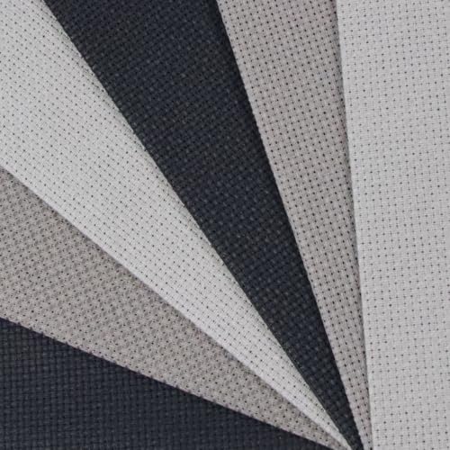 Image of KCS 4 /6 pc of 12 inch x 18 inch(30cmx45cm) 16 Count Cotton Aida Cloth Cross Stitch Fabric (6 pc,Medium Grey+Dark Grey+Black)