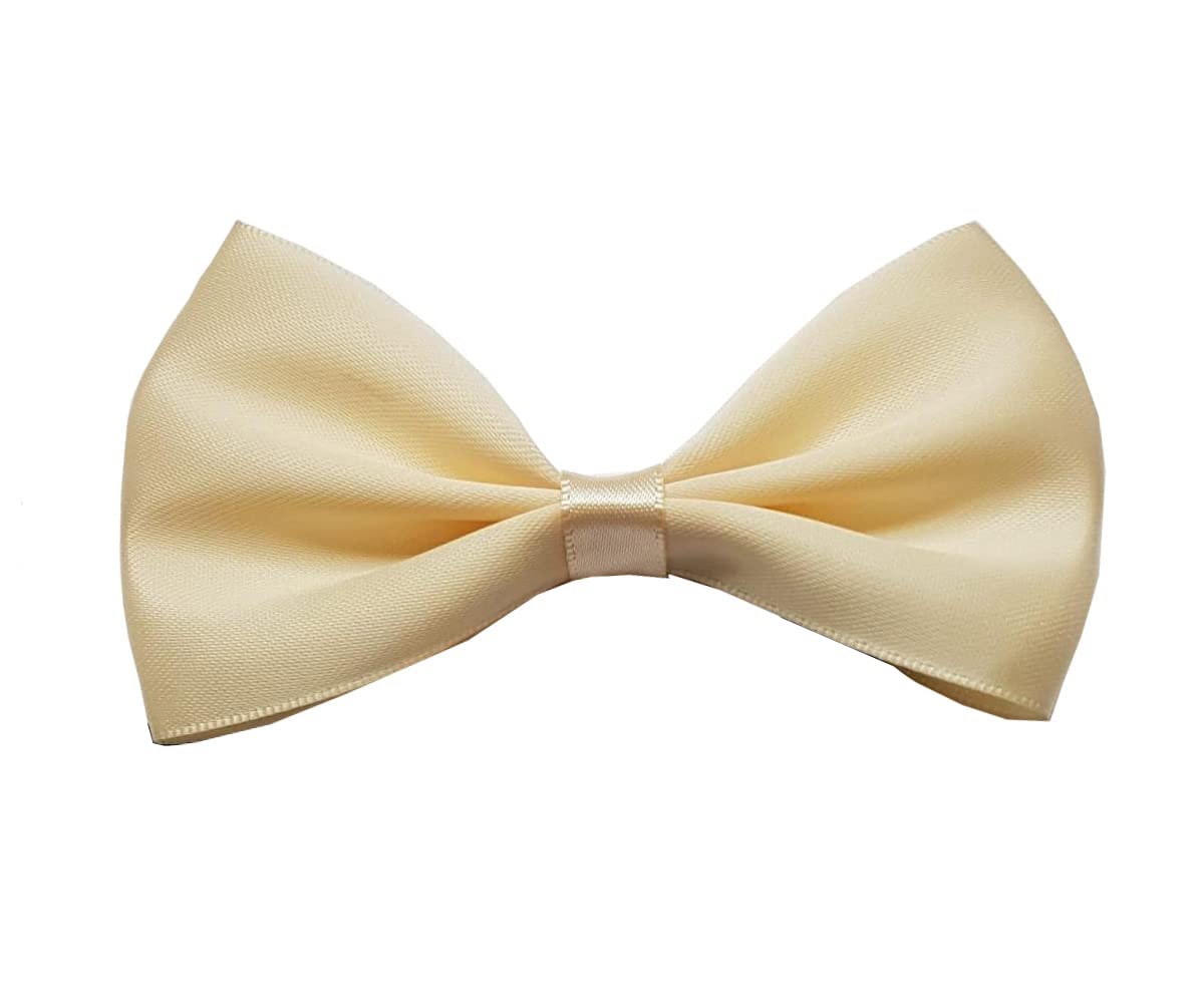 Bonnin Boys Cream Kids Pre-Tied Satin Bow Tie – Adjustable Elastic Band | Formal Bowtie For Wedding, Party, Birthday, School Uniform & Special Occasions (Cream)