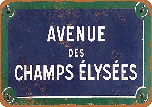 BDTS Plaque en métal rétro Vintage avec Inscription « Avenue des Champs Elysées » 8 x 12 Pouces Cover
