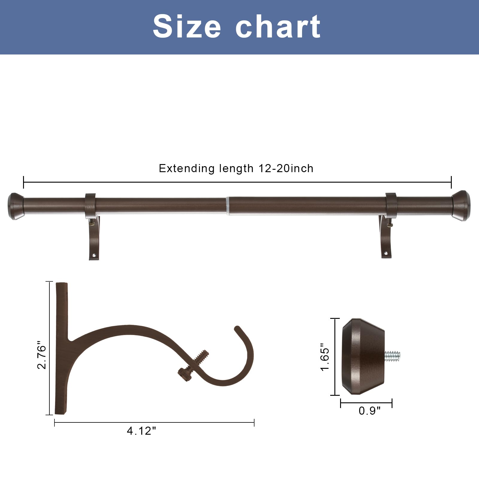 Adjustable Curtain Rods - 2 Pack Telescoping Rods -6 Adjustable Curtain Rods - 2 Pack Telescoping Rods -6