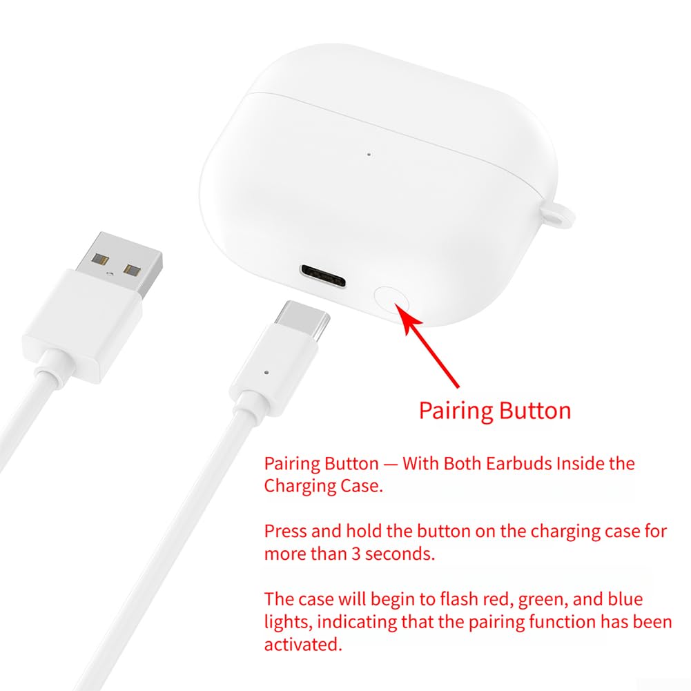 Zapasowe etui ładujące do Samsung Galaxy Buds3 FE R420 - kompaktowa ładowarka z kablem i przyciskiem parowania - wytrzymałe etui ABS czarno-białe 59 x 49 mm (biały)