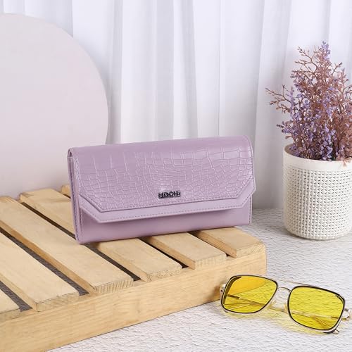 Image of Mochi Women Purple Faux Leather Casual Clutch with Premium Metal Logo (95-134)