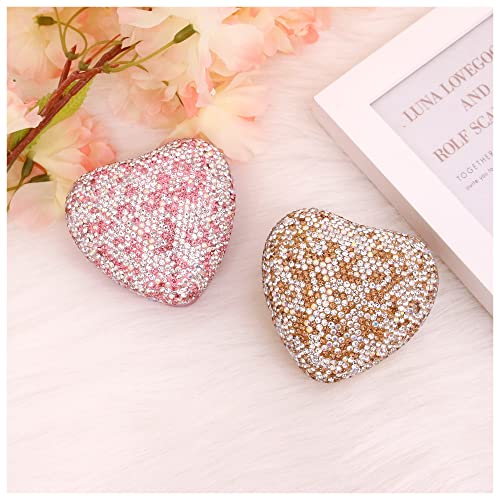 Naimo Rhinestone Heart Shaped Engagement Ring Box Velvet Holder Earrings Coin Jewelry Box Case With Led Lighted Up For Proposal Wedding Birthday Gift #TOP4