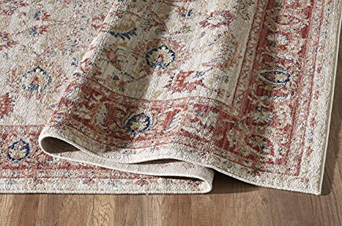 Tapete decorativo Abani Beige y Rojo 4'x6' miniatura 4