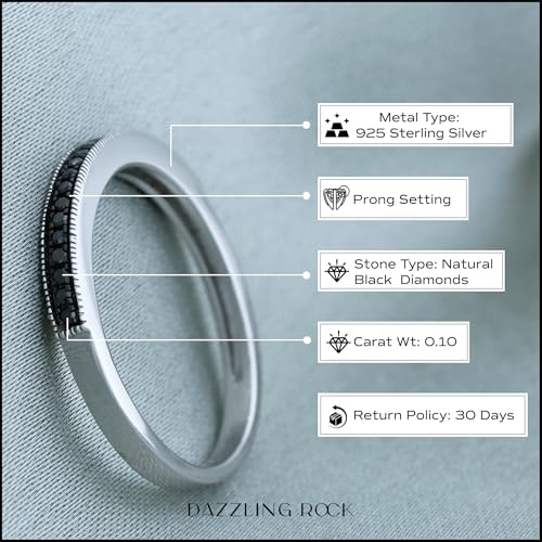 Dazzlingrock Collection Round Black Diamond Stackable Wedding Band for Women (0.10 ctw, Color Black, Clarity Opaque) in 925 Sterling Silver4
