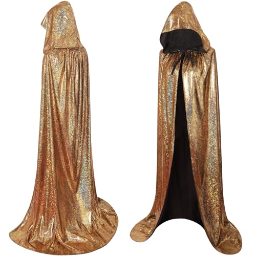 Cape Disco Années 70 à Paillettes maxToonrain Dorée 160 cm pour Déguisement Halloween