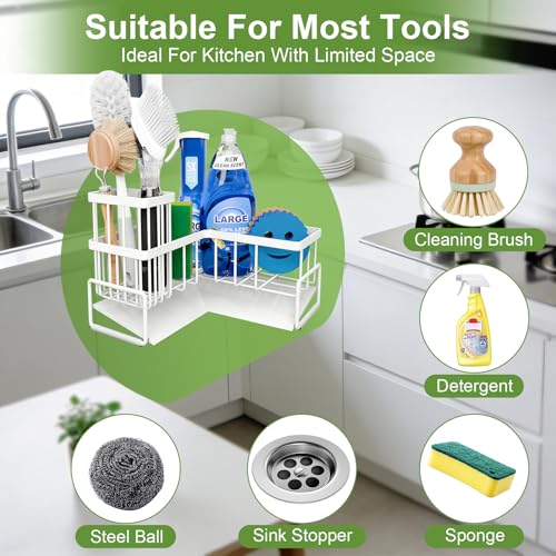 Image of Fikoksol Large Sponge Holder for Kitchen Sink, 90-Degree Sink Caddy Storage