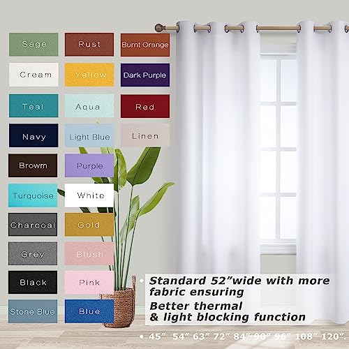 Koufall White Curtains 90 Inches Long For Living Room Window 2 Panels Semi Blackout Grommet Room Darkening Insulated Thermal Curtains For Bedroom 52X90 Inch Length #TOP2