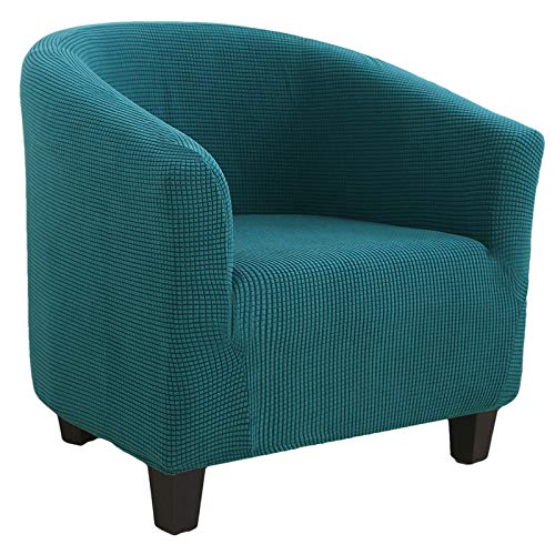 Image of SearchI Club Chair Slipcover Stretch Barrel Chair Covers Jacquard Tub Chair Slipcovers Spandex Armchair Sofa Cover Removable Couch Furniture Protector Arm Chair Cover for Living Room(Emerald Green)