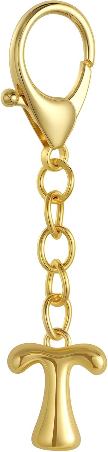 Bubble Gold Letter Bag Charms for Women, Cute Initial Keychain for Handbags, Purse Charms Valentines Day Gifts