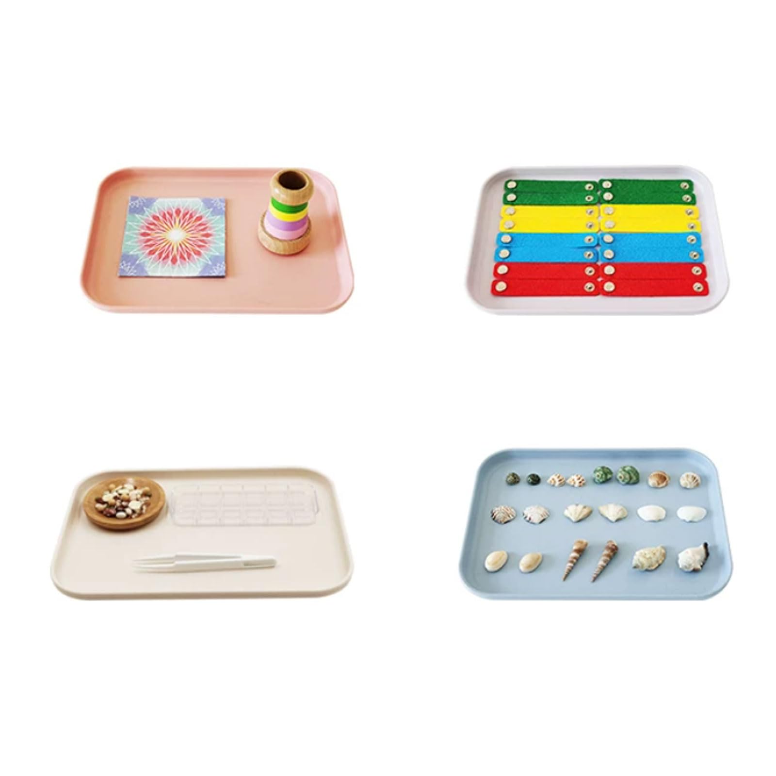 Ttnmrc One Color Montessori Practical Life Complete Tray Set
