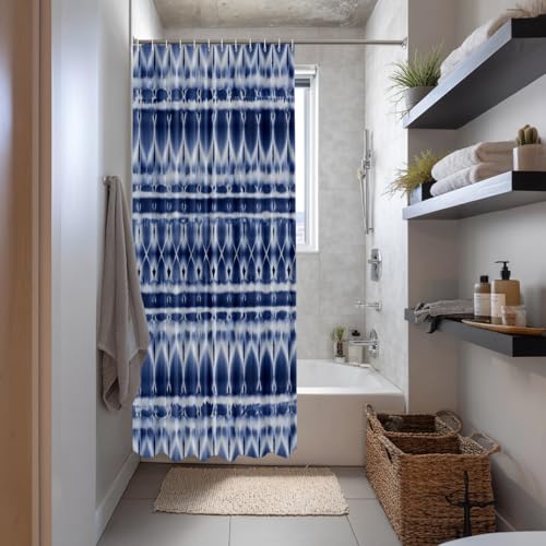 Rideau de douche bleu tie dye Shrahala 182x91cm en polyester imperméable - 3