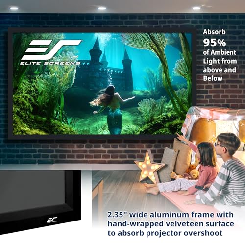 Image of Elite Screens 110 inch Fixed Frame Projector Screen 16:9, StarBright 14 ALR, 4K /8K UHD Ready, Wall Mounted, Black Velvet Frame for Home Theater, ER110H-SB14