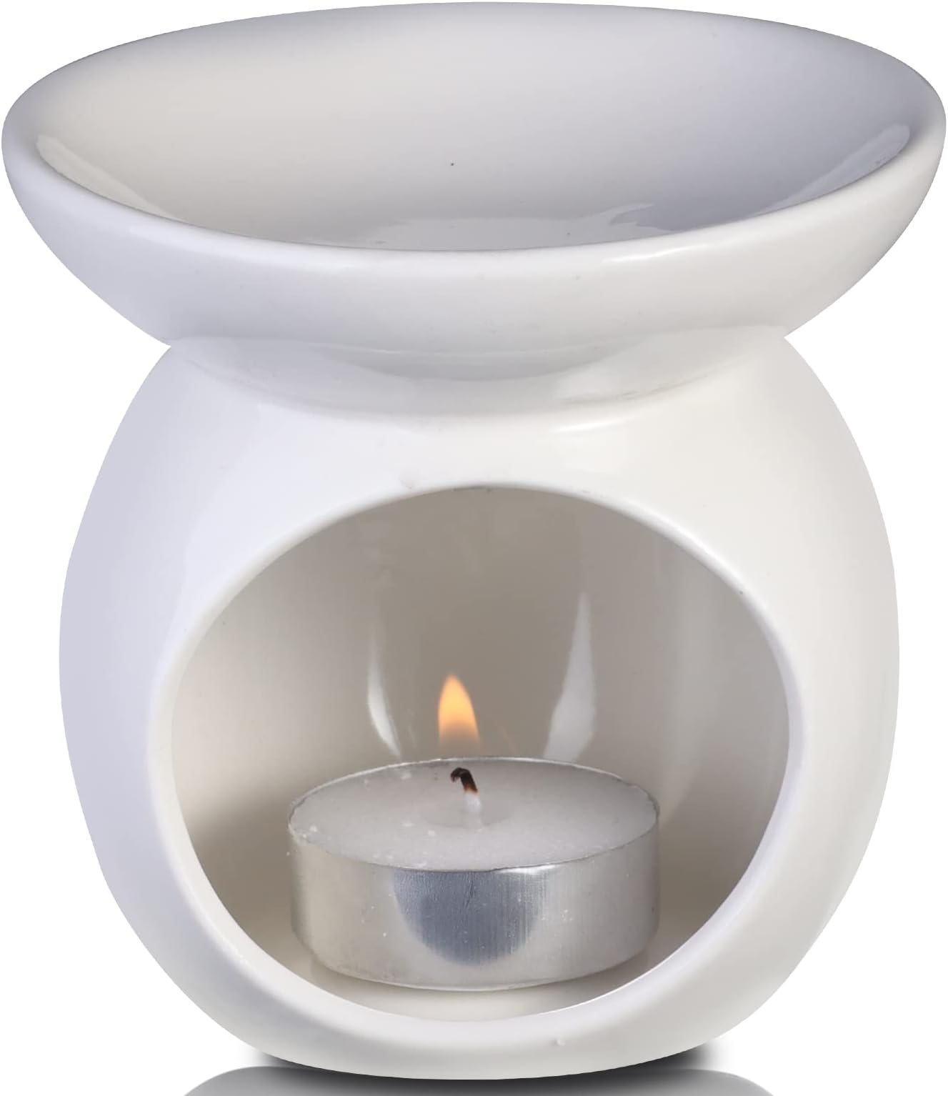 ZEEWIZZ !BIG SIZE! 9.8 X 9.8 X 11.5 Cms Wax Melt EssentialOil Burner White -Star Pattern