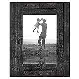 Americanflat 5x7 Rustic Picture Frame in Charcoal Black with Textured Wood and Polished Glass - Horizontal and Vertical Formats for Wall and Tabletop