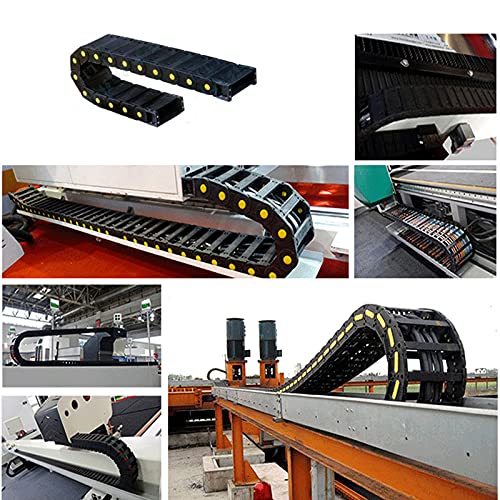 Funsuei 2 Pcs 25Mm X 70Mm(Inner H X Inner W) Black Plastic Cable Wire Carrier Drag Chain, Drag Chain With Yellow Dot 1M Length For Cnc Machine Tool, Electronic Equipment, Bridge Type #TOP5