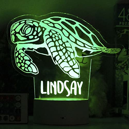 Lámpara de mesa personalizada con luz nocturna tortuga