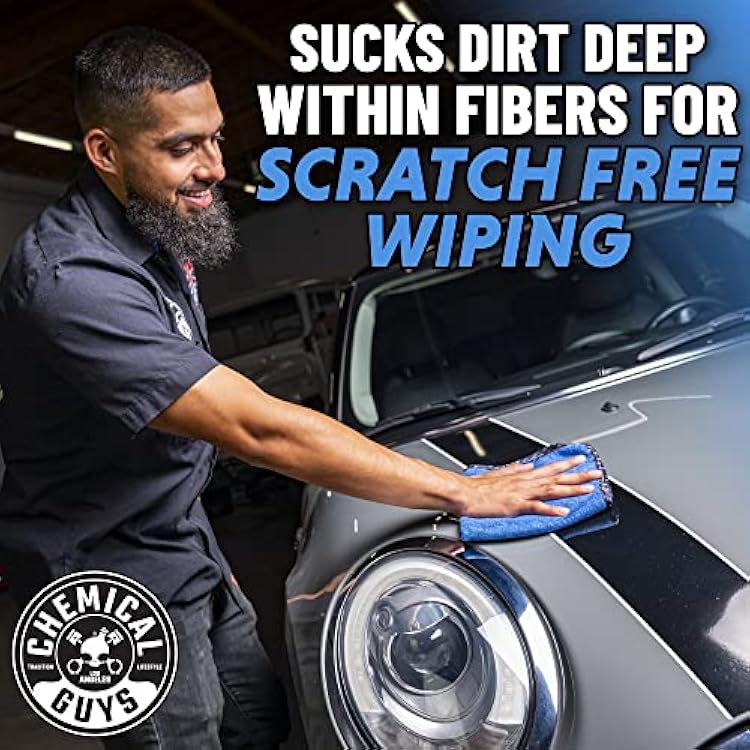 Chemical Guys Professional Grade Premium Microfiber Towels for Cars, Blue, 16 x 16, Ultra-Soft and Scratch-Free Car Detailing Cloths for Trucks, Motorcycles, and More - 3 Pack