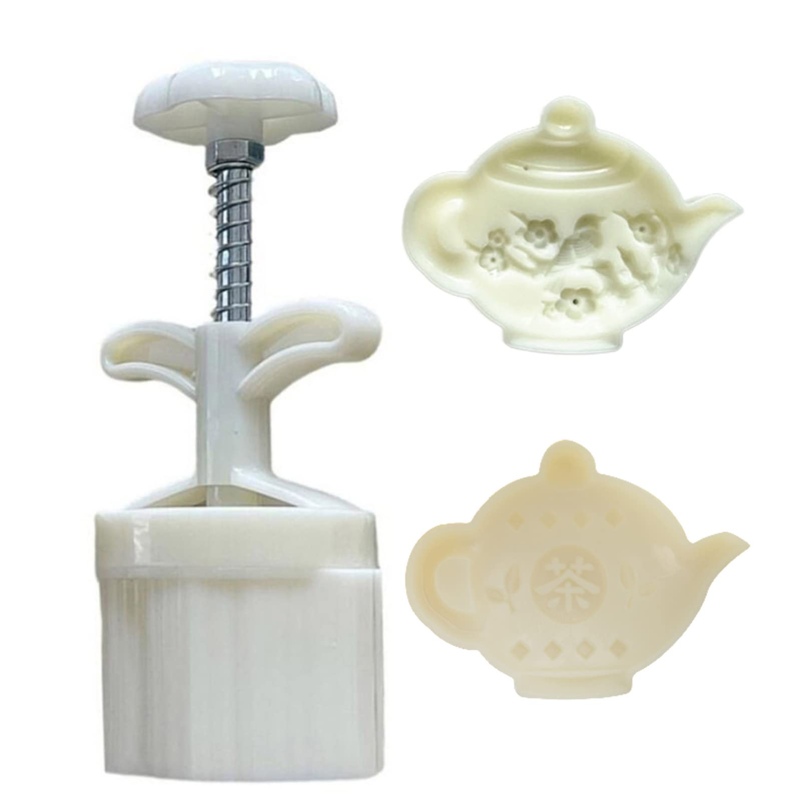 Plastic Mooncake Stamp Plum Teapot Mooncake Mold Festival DIY Hand Press Mooncake Cutters Pastry Decorating Gadget Pastry Tools For Baking