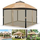 10’ x 12’ Gazebo Universal Replacement Mosquito Netting, Walls with Zipper for Patio Canopy Tent...