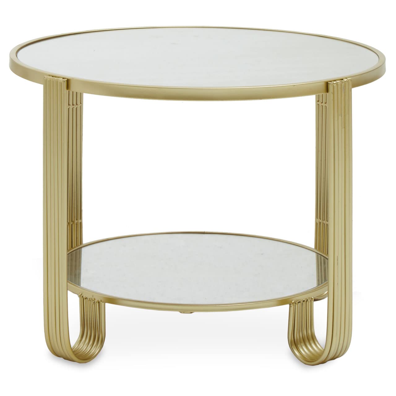 Jolie Round Mirrored Top Gold Frame Table - Gold