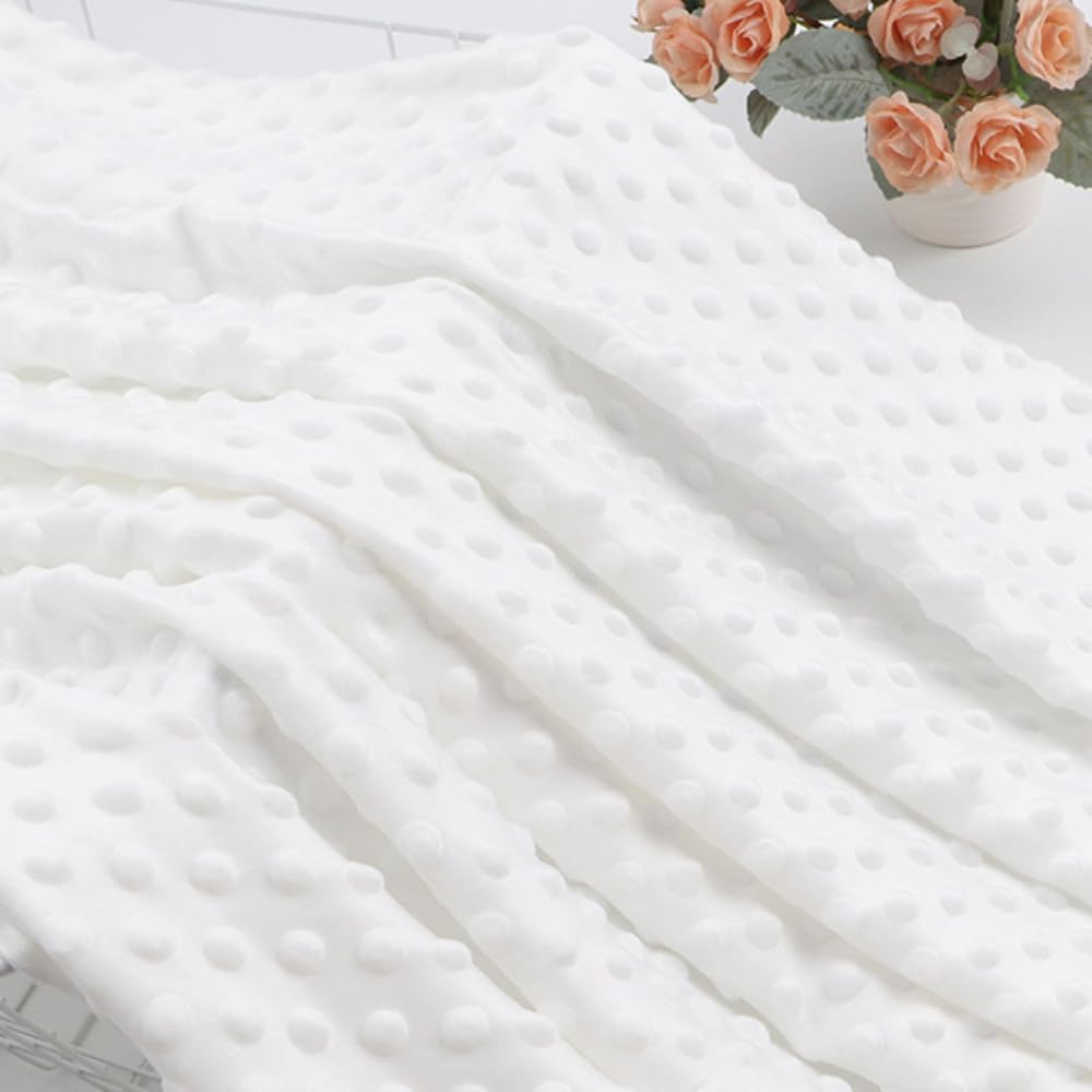 Tela Minky de 3 m x 160 cm por metros, tela con puntos 3D para coser, tela de peluche, tela decorativa para manualidades, mantas, sacos de dormir, ropa, decoración del hogar, color blanco
