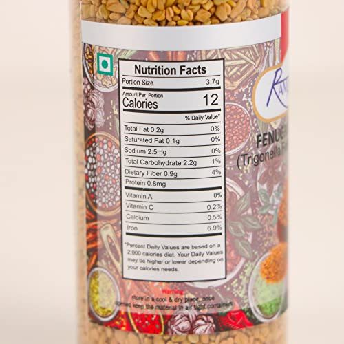Ramaroma Fenugreek (Methi) Seeds Whole 5.1Oz 144G Jar, Trigonella Foenum Graecum ~ All Natural | Vegan | Gluten Friendly | Non-Gmo | Indian Spices & Masala, Used In Cooking & Ayurvedic Spice #TOP2