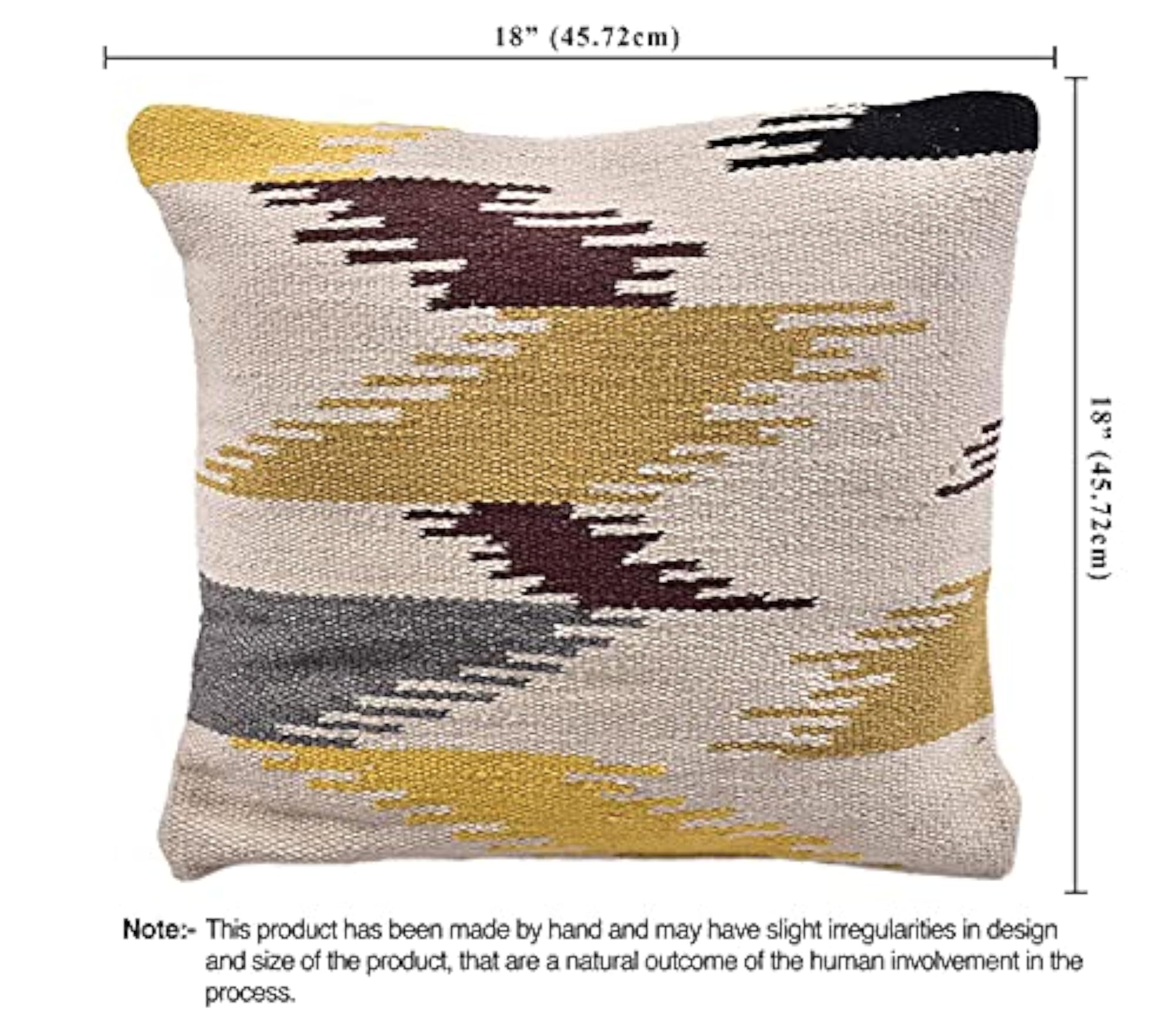 Beige & Yellow Flatweave Wool Cushion Dhurrie