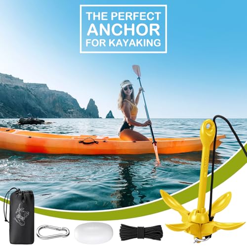 Image of Lounsweer 2 Pack 1.5 /3.5 lb Marine Kayak Anchor Kit Folding Grapnel Anchor Kit Boat Kayak Fishing Accessories for Small Boats Kayaks Canoe Paddle Boards