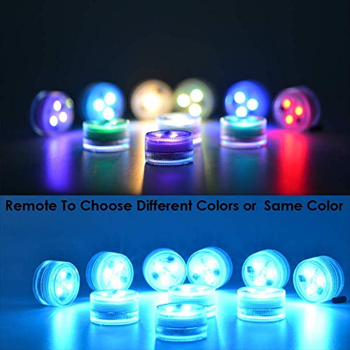 Mini Submersible Led Lights with Remote, Small Underwater Tea Lights Candles Waterproof 1.5" RGB Multicolor Flameless Accent Lights Battery Operated Vase Pool Pond Lantern Decoration Lighting (10pcs) - Image 5