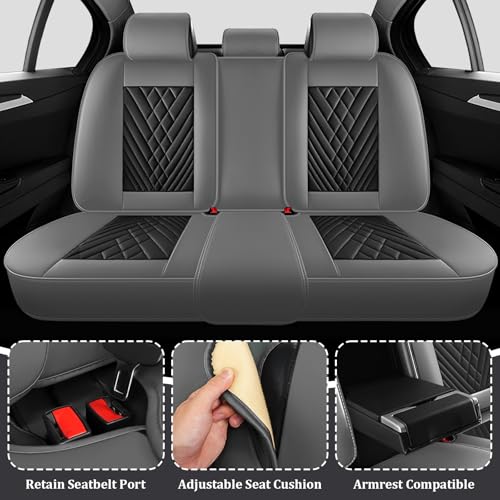 Image of Car Seat Covers Full Set for Kia Telluride 2020-2026, Anti-Slip Full Coverage Car Seat Covers, Waterproof Nappa Leather Car Seat Cover Sets(5 Seats with Headrests /Gray Black)