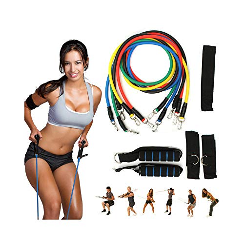 Zowaysoon 11 Pcs Resistance Bands Set For Fitness Exercise Yoga Pilates Abs Tube Workout #TOP6