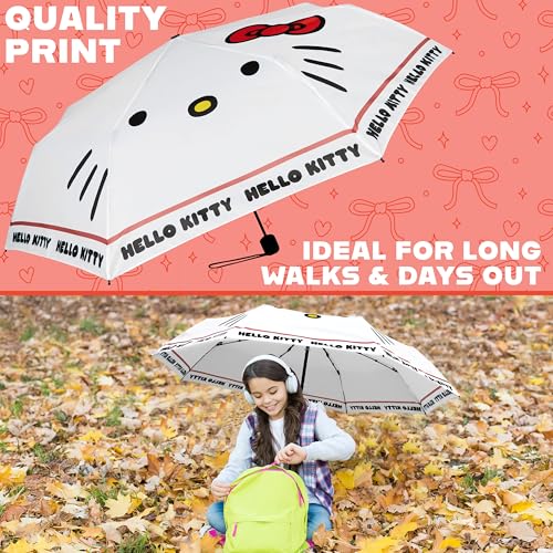 Image of Get Trend Super Mario One Piece Hello Kitty Kids Windproof Travel Umbrella | Strong Folding Compact Umbrellas for Rain, Lightweight, Portable Kids Travel Essentials, Fits Backpack & Car, Gifts for Boys