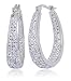 Carly Creations Women's Silver Plated Genuine Crystal Hoop Earring - Clear